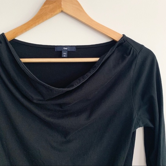 Gap Black 3/4 Sleeve Top w/ Subtle Cowl Neck - Picture 2 of 6